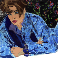 blue jean girl, acrylic painting