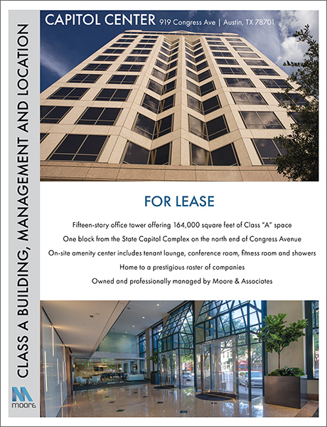 Capitol Center lease flyer for Moore&Associates